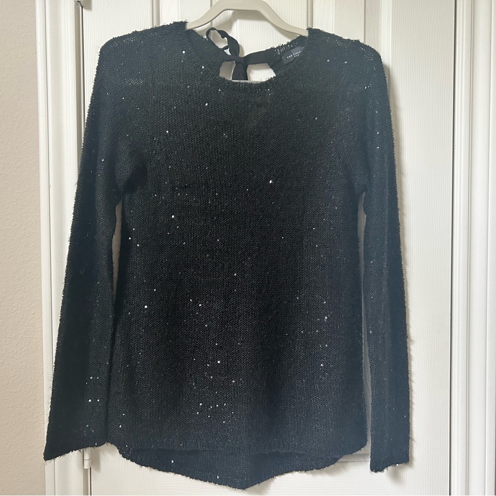 Black Sequin The Limited Sweater with Ribbon Tie